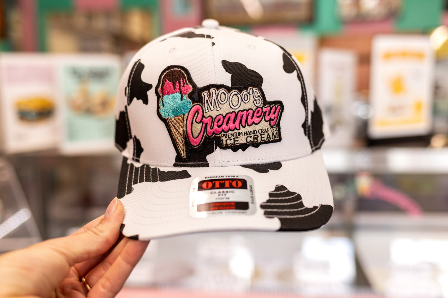 Mooos Dad Hat Cow Print